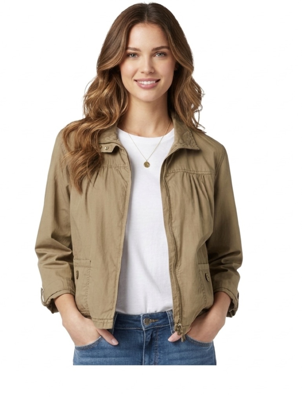 Michael Kors Cropped Olive Green Jacket